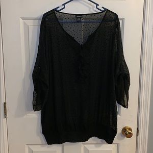 Torrid Sheer Black ruffle blouse.